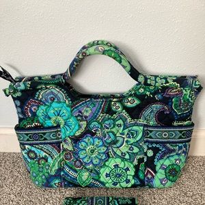 Vera Bradley Vintage Purse & Wallet Set - Mint Condition; Blue Rhapsody Pattern
